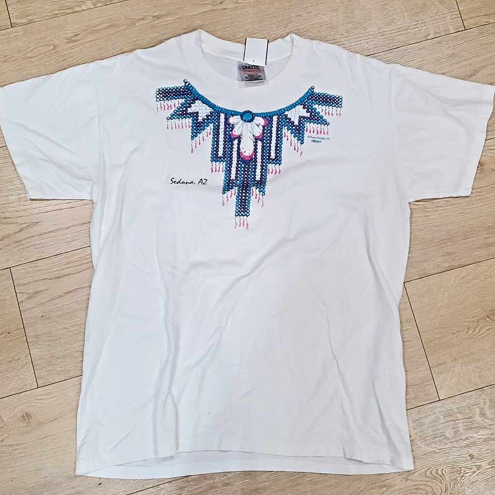 Vintage 90s Oneita Sedona Arizona T-Shirt NOS 3D Puff Print Raised and Beaded